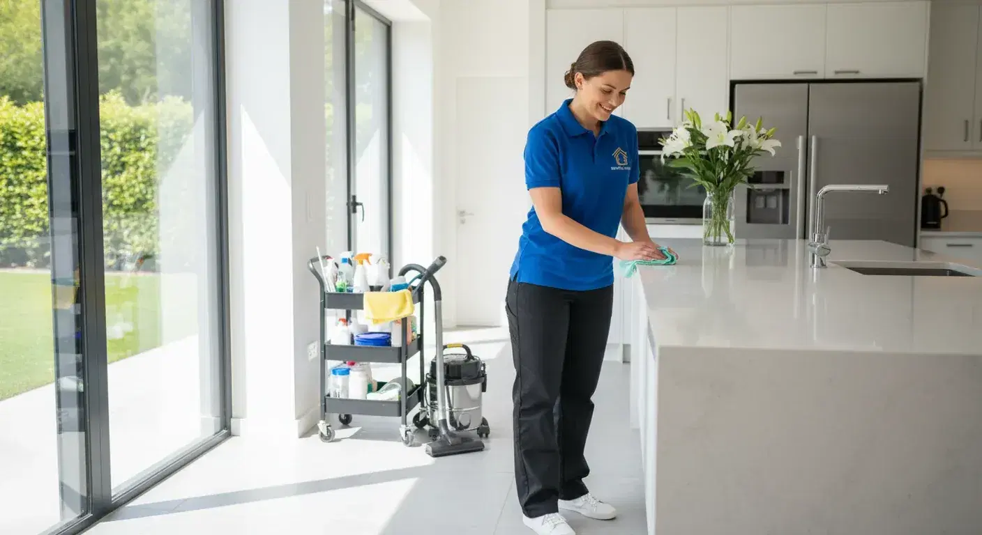 Cleaning professional at work