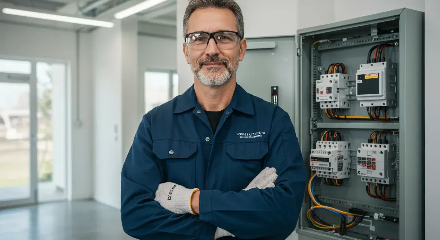 Electrical professional at work